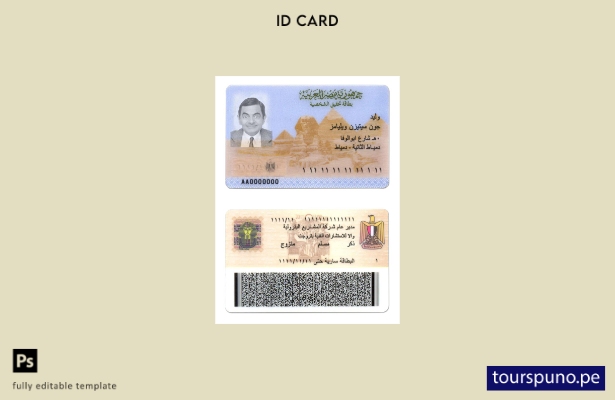 Plantilla de identificación de Egipto lista para imprimir